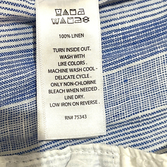 C&C California Blue White 100% Linen Striped Pull On Pants Size M - Picture 7 of 7